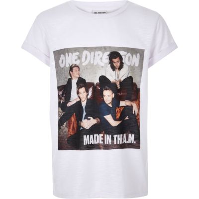 Girls white One Direction print t-shirt